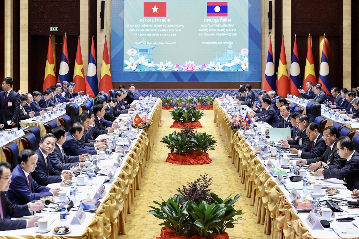 Kỳ họp lần thứ 48 Ủy ban Liên Chính phủ về hợp tác song phương Việt Nam - Lào (Ảnh: VGP/Nhật Bắc)