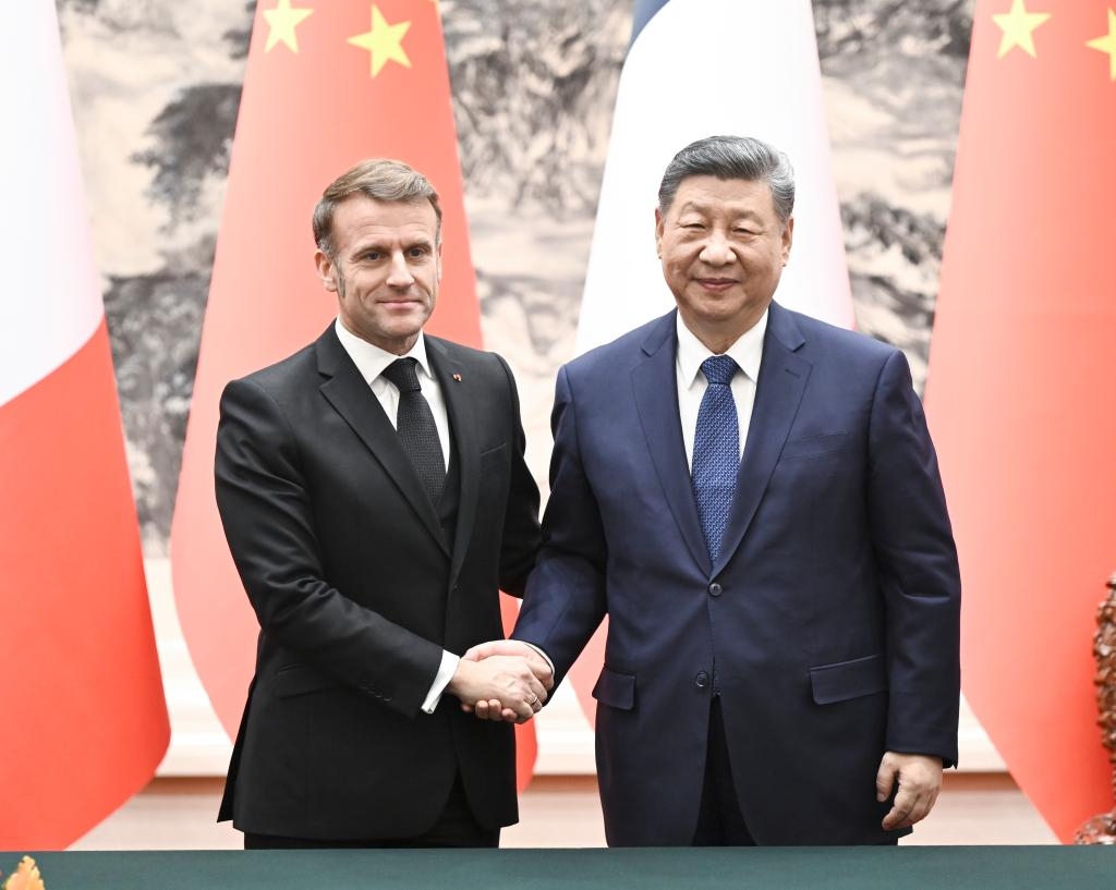 Chủ tịch Trung Quốc Tập Cận Bình tiếp Tổng thống Pháp Emmanuel Macron ngày 5/12/2025. Ảnh: Tân Hoa xã