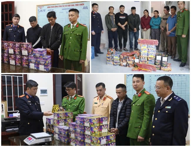 Ban chuyên án đã bắt giữ 14 đối tượng về hành vi buôn bán, tàng trữ trái phép pháo nổ. (Ảnh: Công an Nghệ An)