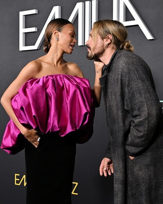 Zoe Saldana và Marco Perego tham dự buổi ra mắt phim “Emilia Perez” năm 2024