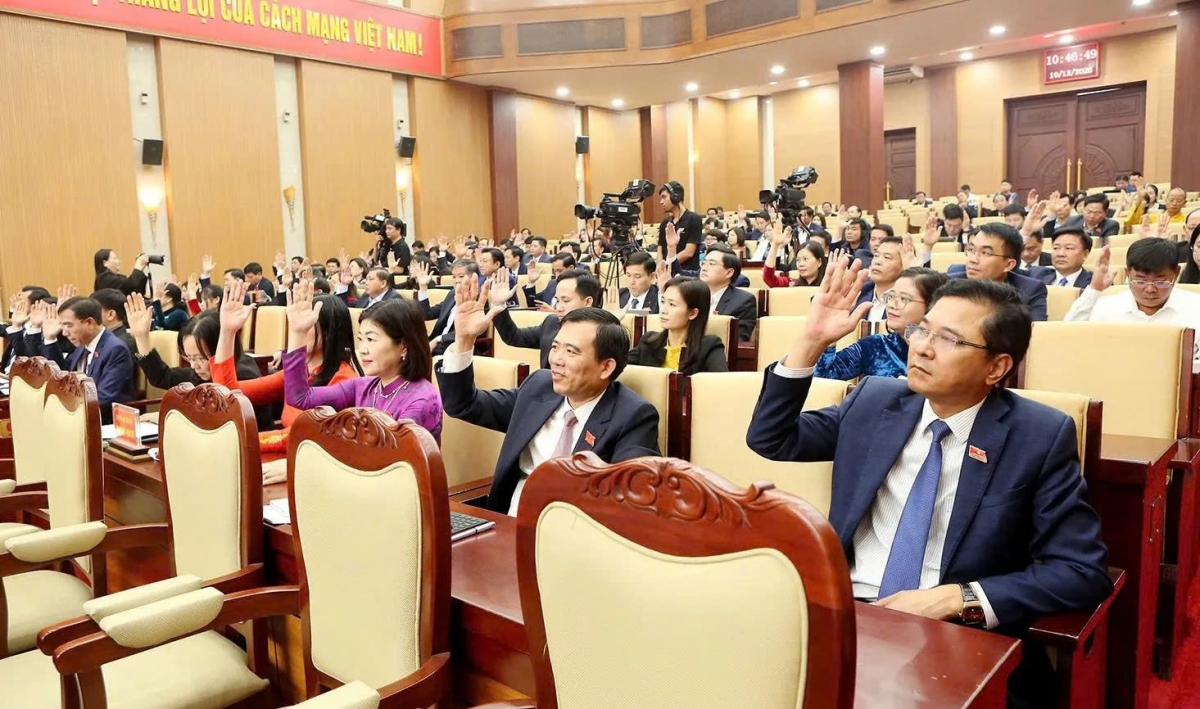 Các đại biểu biểu quyết thông qua các nghị quyết. Ảnh: phtho.gov.