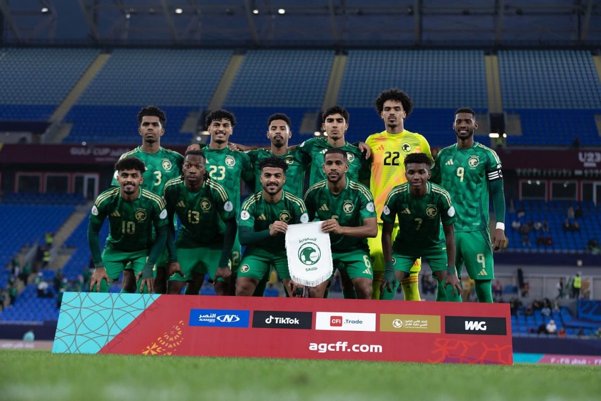 Đội hình U23 Saudi Arabia vô địch giải U23 khu vực vùng Vịnh. (Ảnh: AGCFF). 