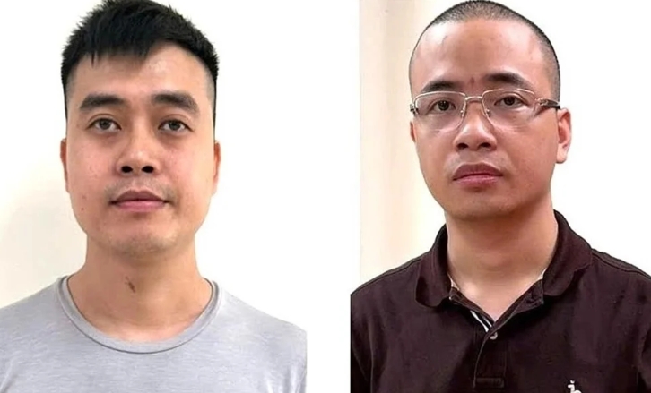 Bị can Hoàng Quang Thịnh (trái) và La Khắc Minh