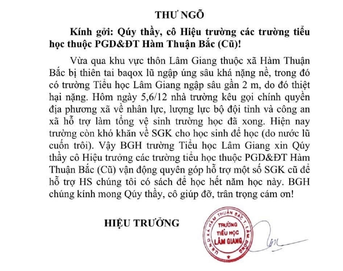 Thư ngỏ kêu gọi sự hỗ trợ. Ảnh: N.T