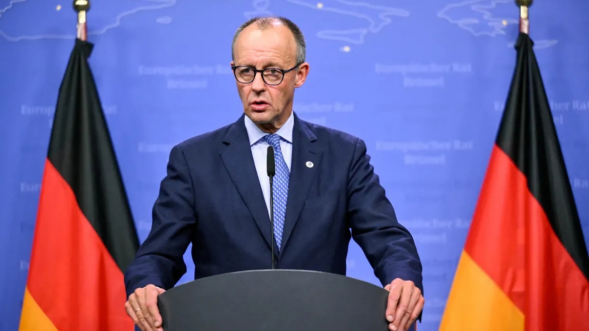 Thủ tướng Đức Friedrich Merz nhấn mạnh mục tiêu không chỉ là thuyết phục chính phủ Bỉ mà còn cả toàn bộ Hội đồng châu Âu. (Ảnh: BFMTV)