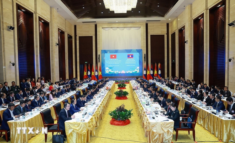 Quang cảnh kỳ họp lần thứ 48 Ủy ban Liên Chính phủ về hợp tác song phương Việt Nam - Lào. (Ảnh: TTXVN)