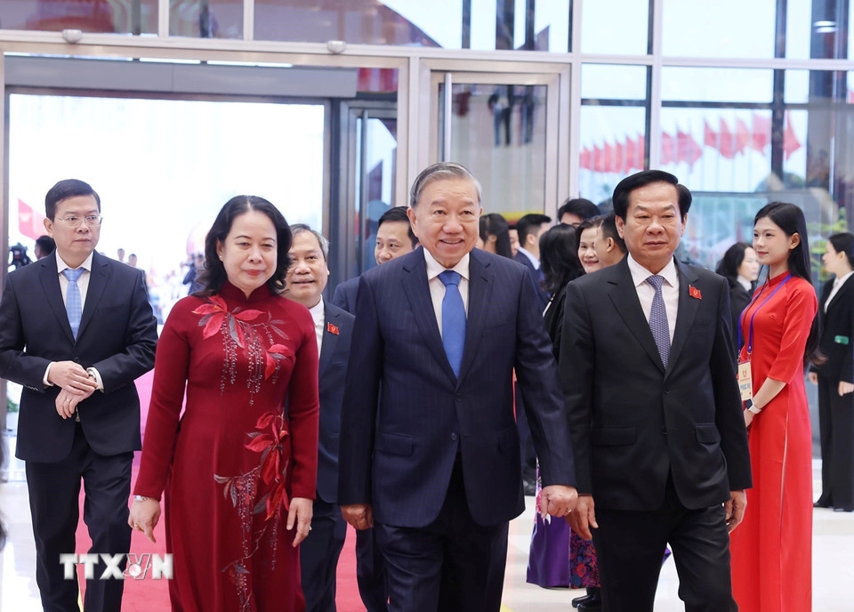 Tổng Bí thư Tô Lâm đến dự Đại hội Thi đua yêu nước (Ảnh: Lâm Khánh/TTXVN)