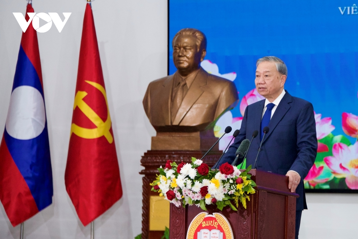 Tổng Bí thư Tô Lâm đã đến thăm và có bài phát biểu chính sách quan trọng tại Học viện Chính trị Hành chính quốc gia Lào