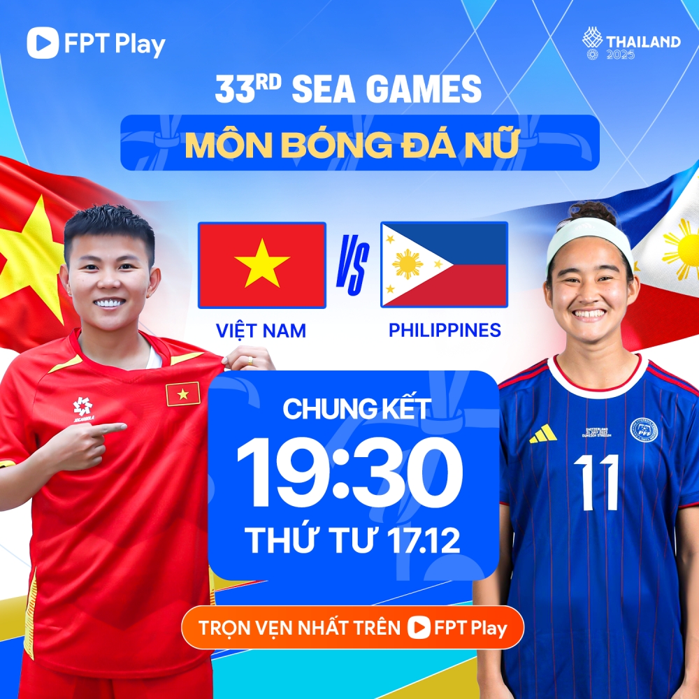 Trận đấu giữa ĐT nữ Việt Nam vs ĐT nữ Philippines diễn ra vào lúc 19h30 hôm nay 17/12.