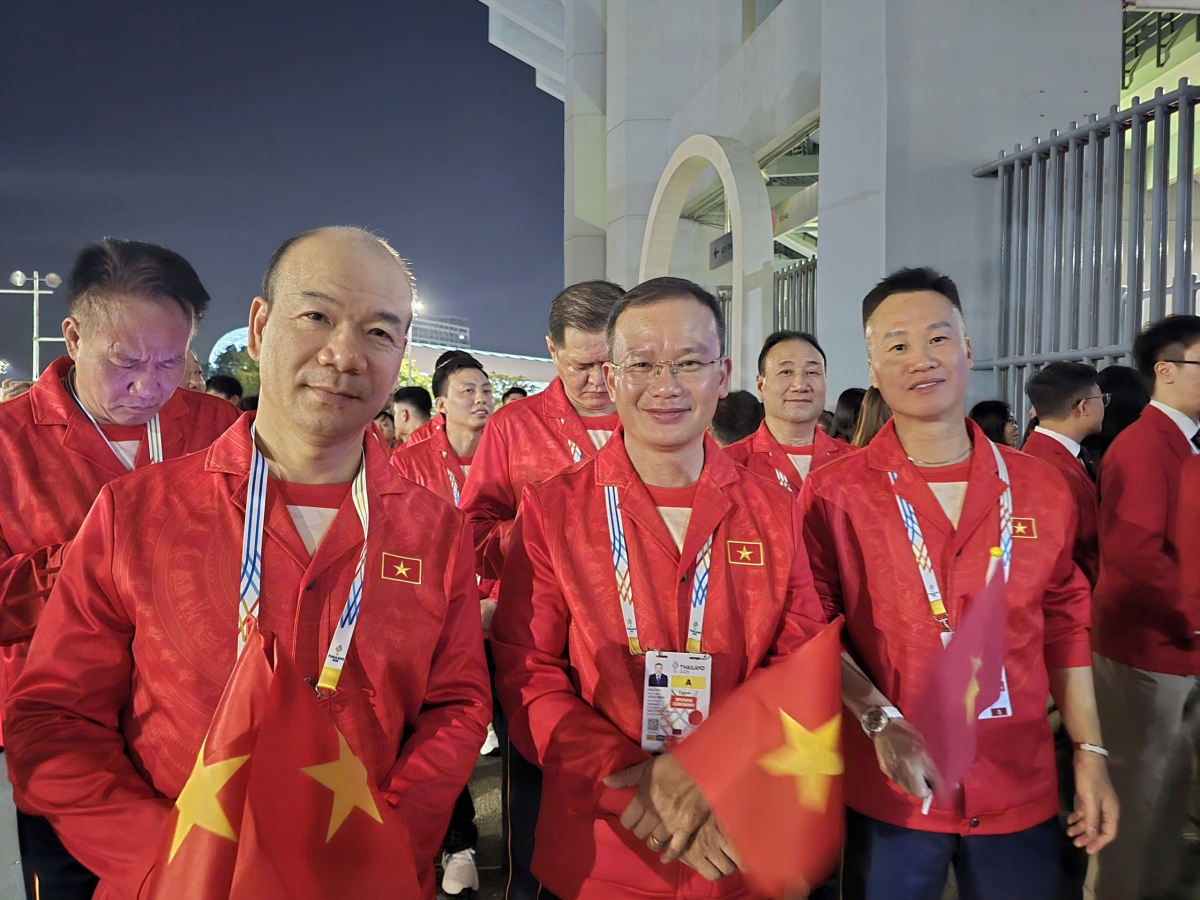 Đoàn Thể thao Việt Nam đã chuẩn bị sẵn sàng cho phần diễu hành. (Ảnh: Đoàn Thể thao Việt Nam). 