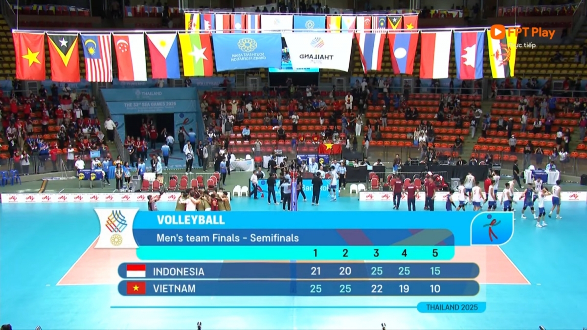 Bóng chuyền nam Việt Nam thua 2-3 trước Indonesia ở bán kết bóng chuyền nam SEA Games 33.