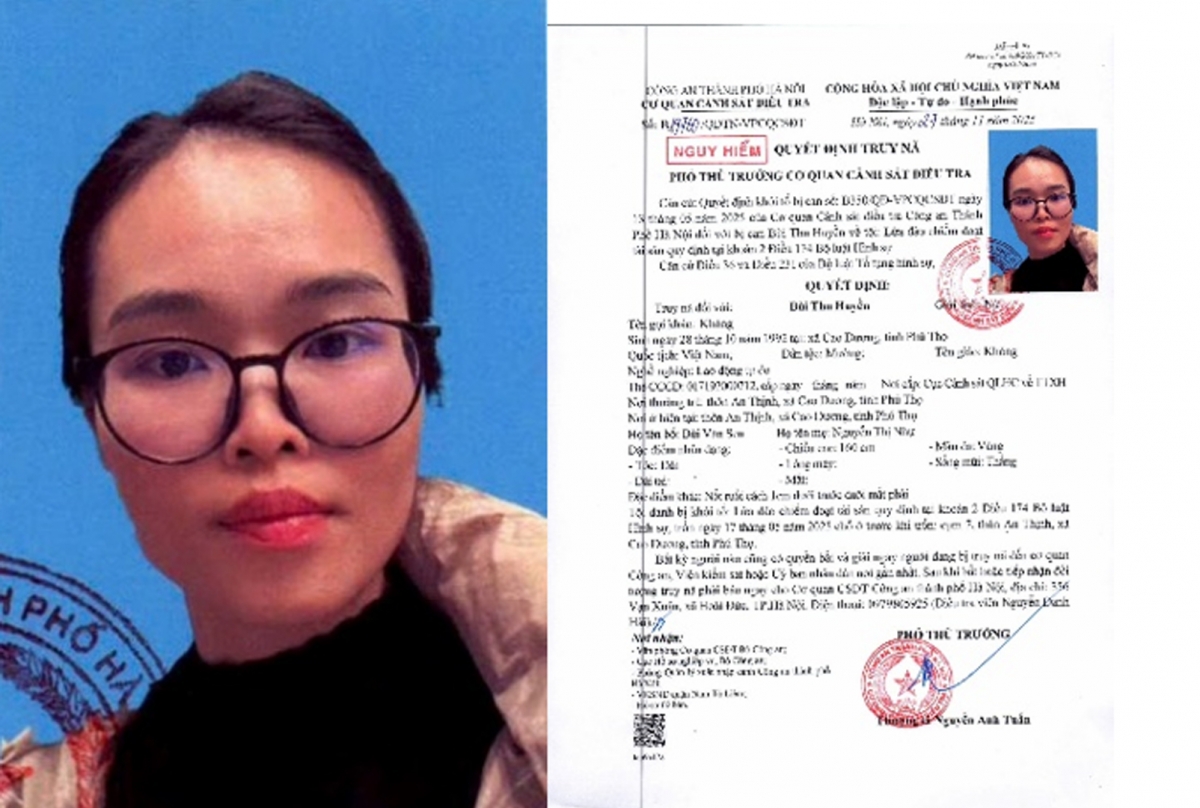 Quyết định truy nã đối tượng Bùi Thu Huyền