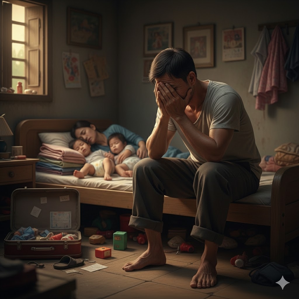 Vợ chồng tôi con nhỏ nheo nhóc, kinh tế cũng còn nhiều khó khăn, nhưng dăm ba hôm lại phải về quê có việc một lần, tiền lương được bao nhiêu cũng tiêu vào đó cả (Ảnh minh họa, nguồn: AI)