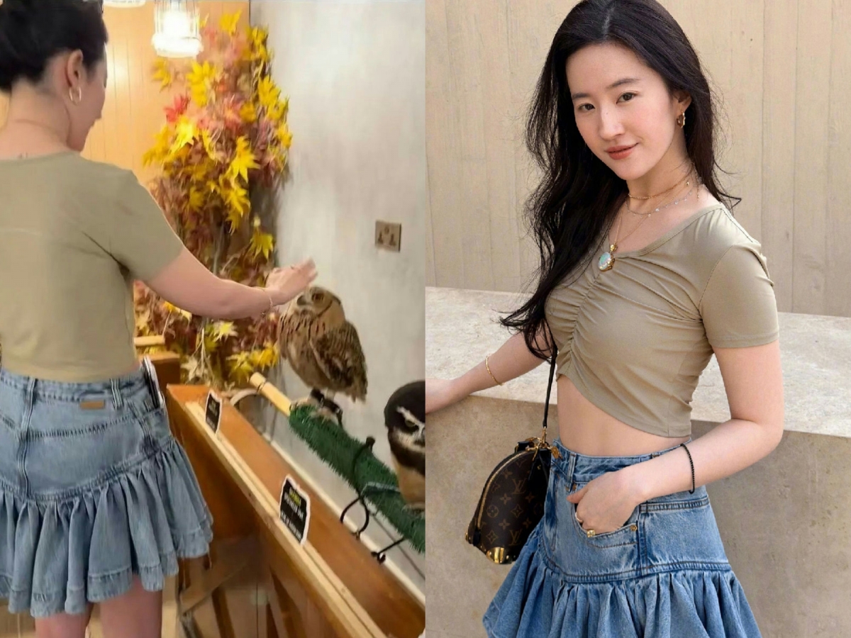 Ảnh bên trái chưa chỉnh sửa của Lưu Diệc Phi