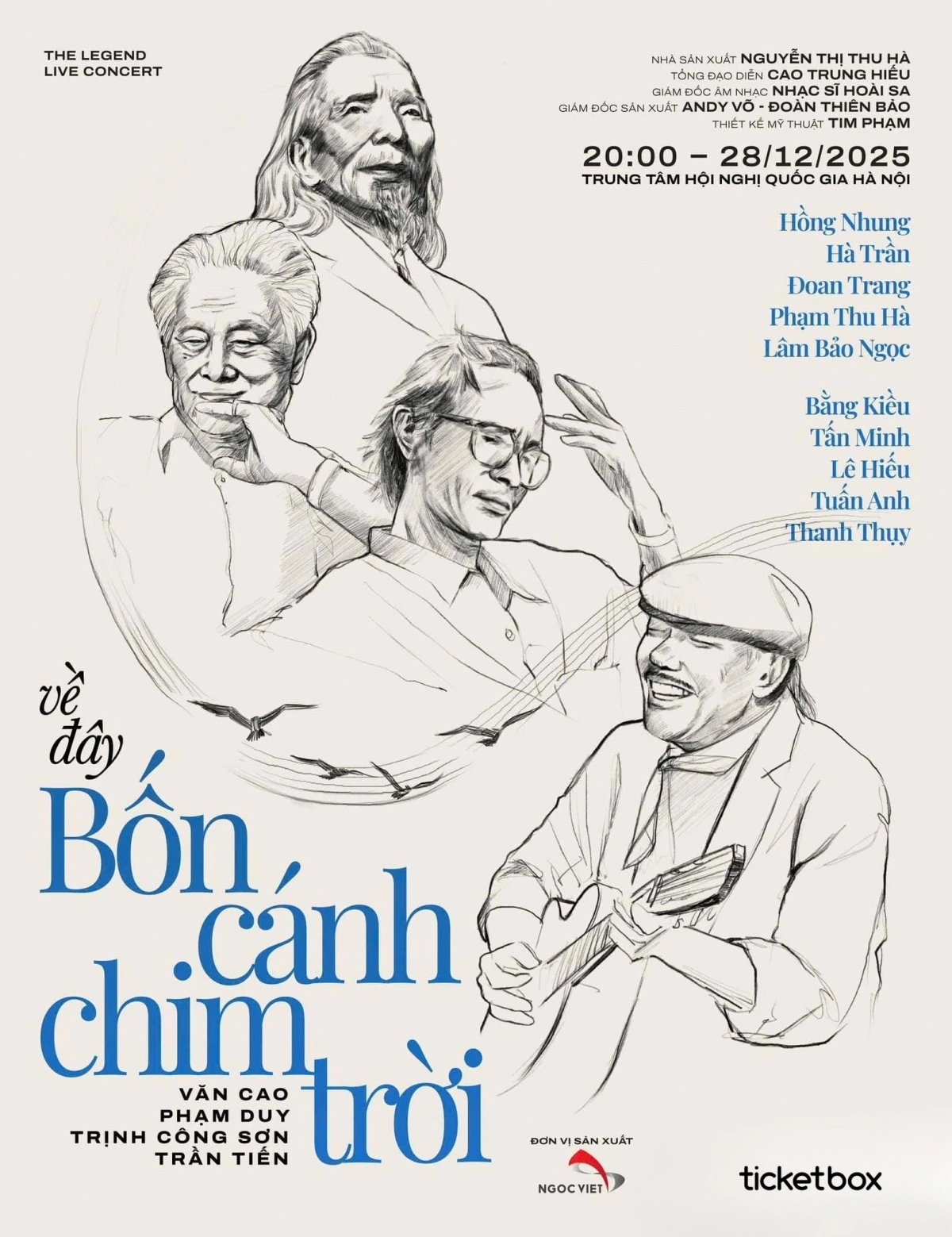 Poster đêm nhạc "Về đây bốn cánh chim trời".