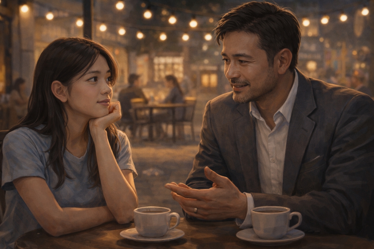 Tôi thích cảm giác được ở bên anh, thích những câu chuyện chín chắn, thích sự quan tâm nhẹ nhàng (ảnh minh họa: AI)