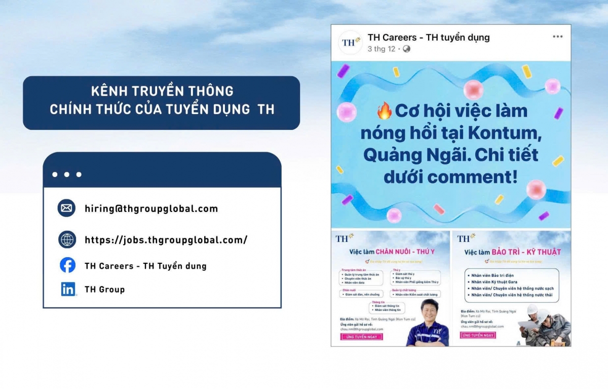 Các kênh truyền thông chính thức của tuyển dụng Tập đoàn TH