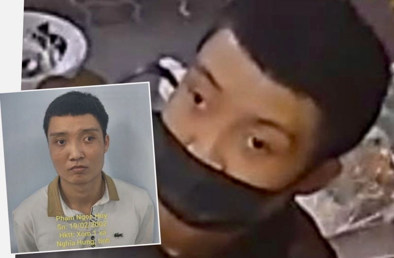 Dù đeo khẩu trang khi gây án nhưng qua hình ảnh camera AI, danh tính của Huy bị truy ra nhanh.