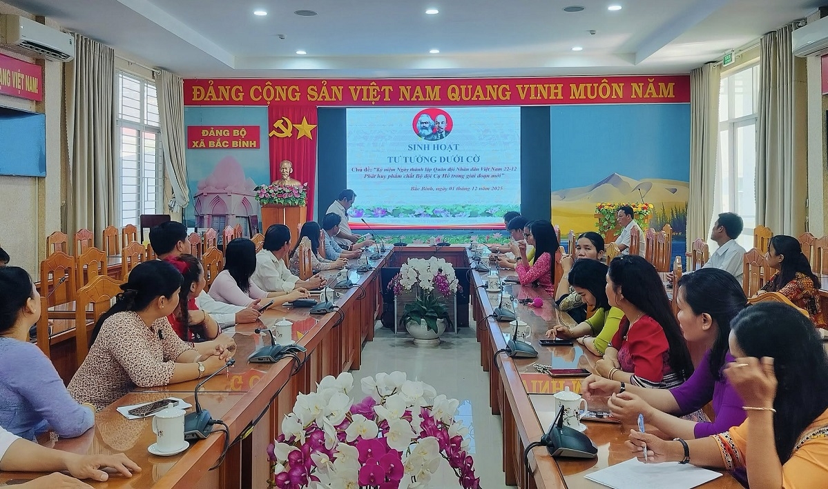 Buổi sinh hoạt của Đảng bộ xã Bắc Bình. (Ảnh: MXH)