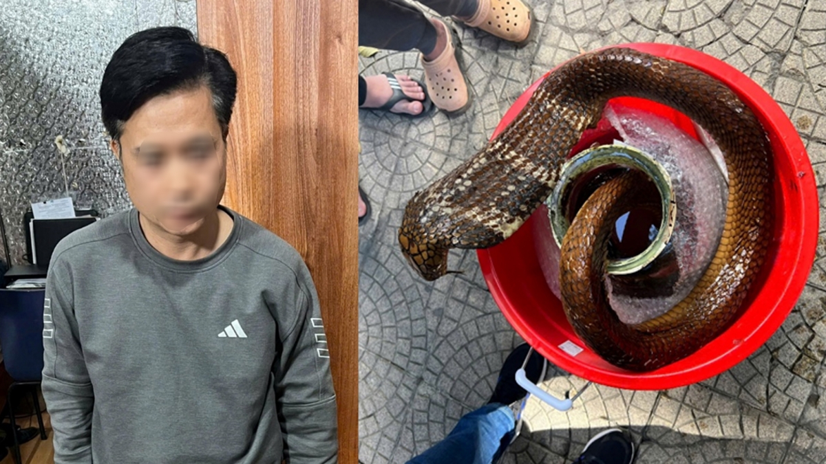 Đối tượng cùng tang vật tại cơ quan công an