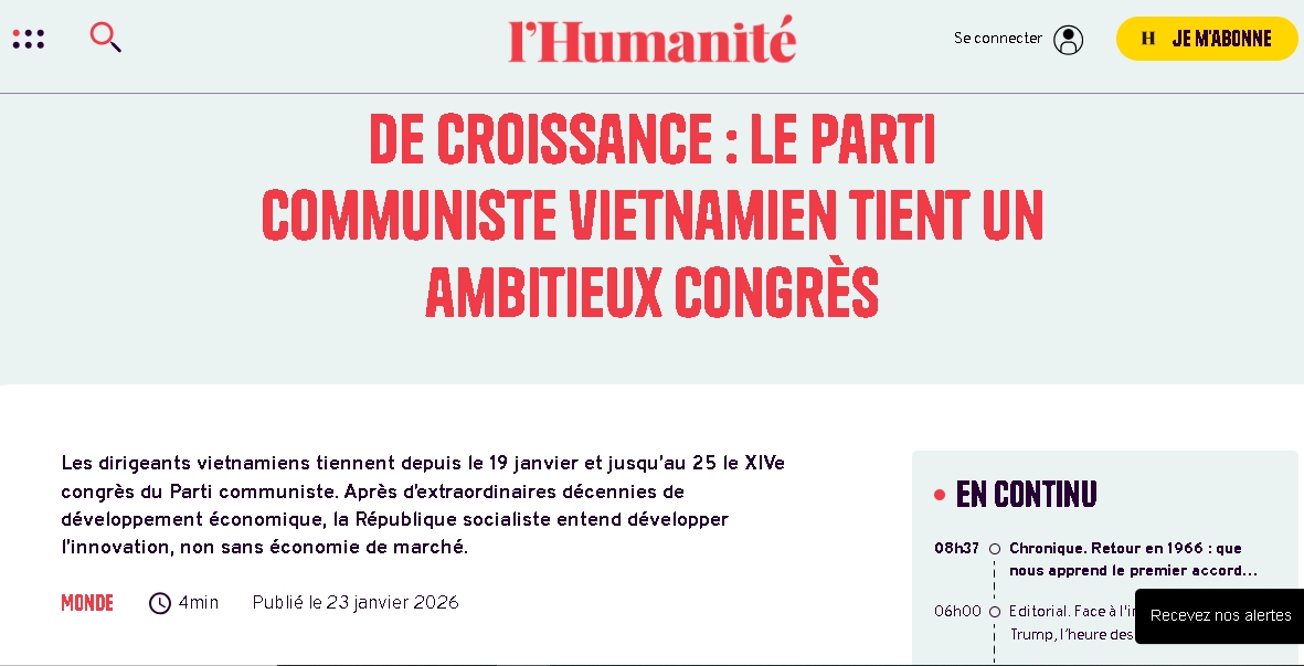 Báo Pháp nhấn mạnh những mục tiêu tham vọng của Việt Nam