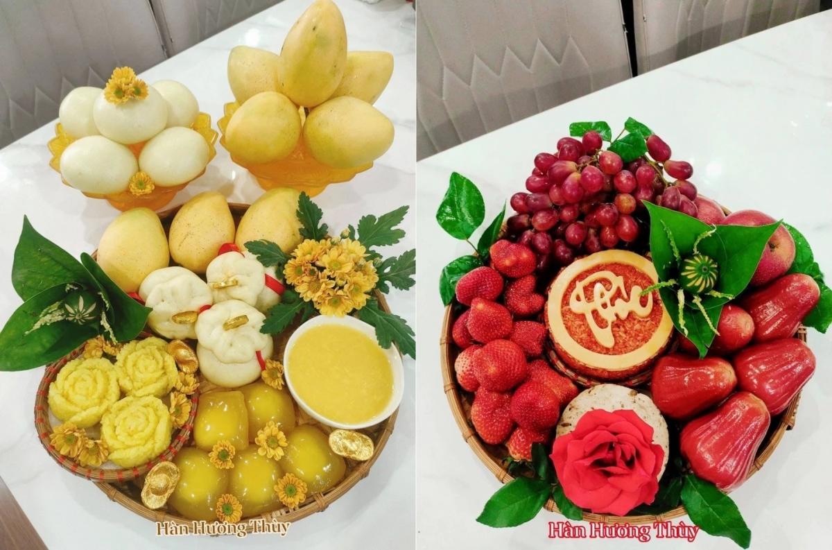 Cứ đến rằm, mùng 1 hằng tháng, dù công việc bận rộn, chị Thủy vẫn dành chút thời gian chuẩn bị mâm lễ nhỏ dâng Phật, thần linh và gia tiên. Mâm lễ thường chỉ gồm vài món chay quen thuộc, ít trái cây theo mùa, thêm chút bánh trái tự làm.