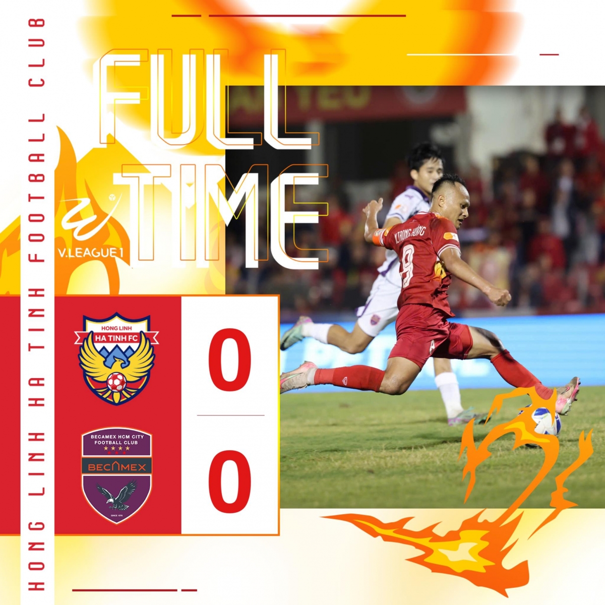 Hà Tĩnh và CLB TP.HCM hòa nhau 0-0.