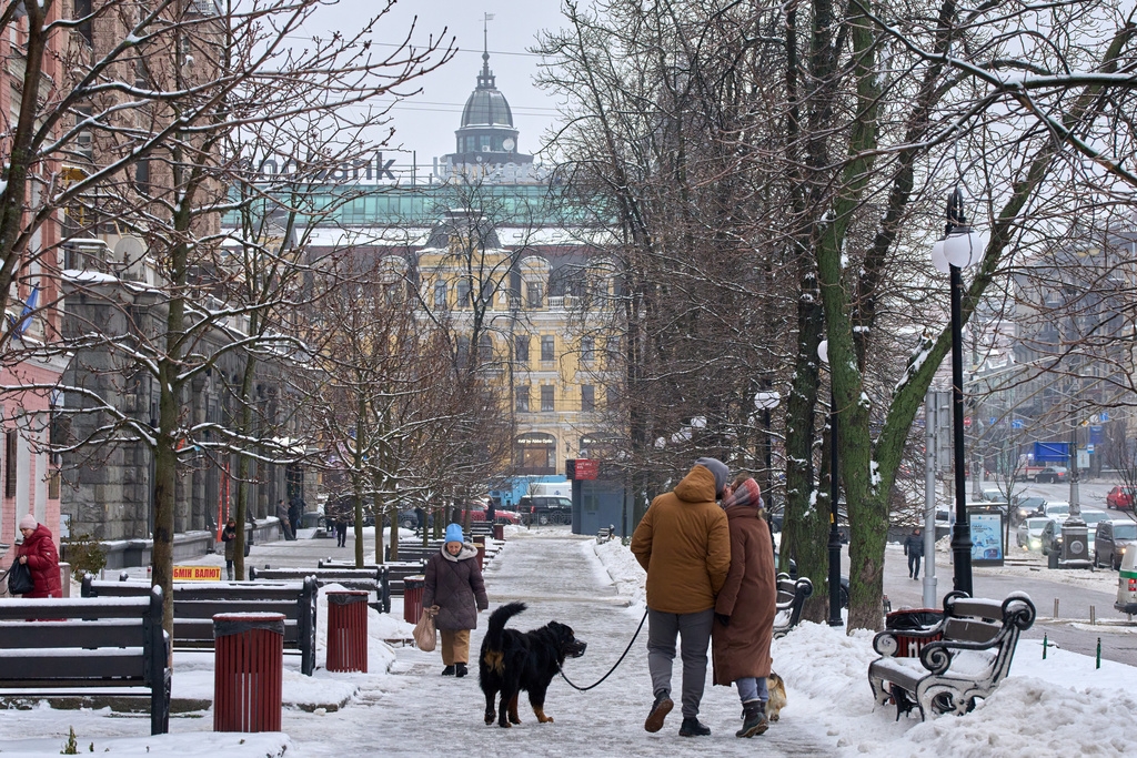 Đường phố Kiev, Ukraine ngày 8/1. Ảnh: AP