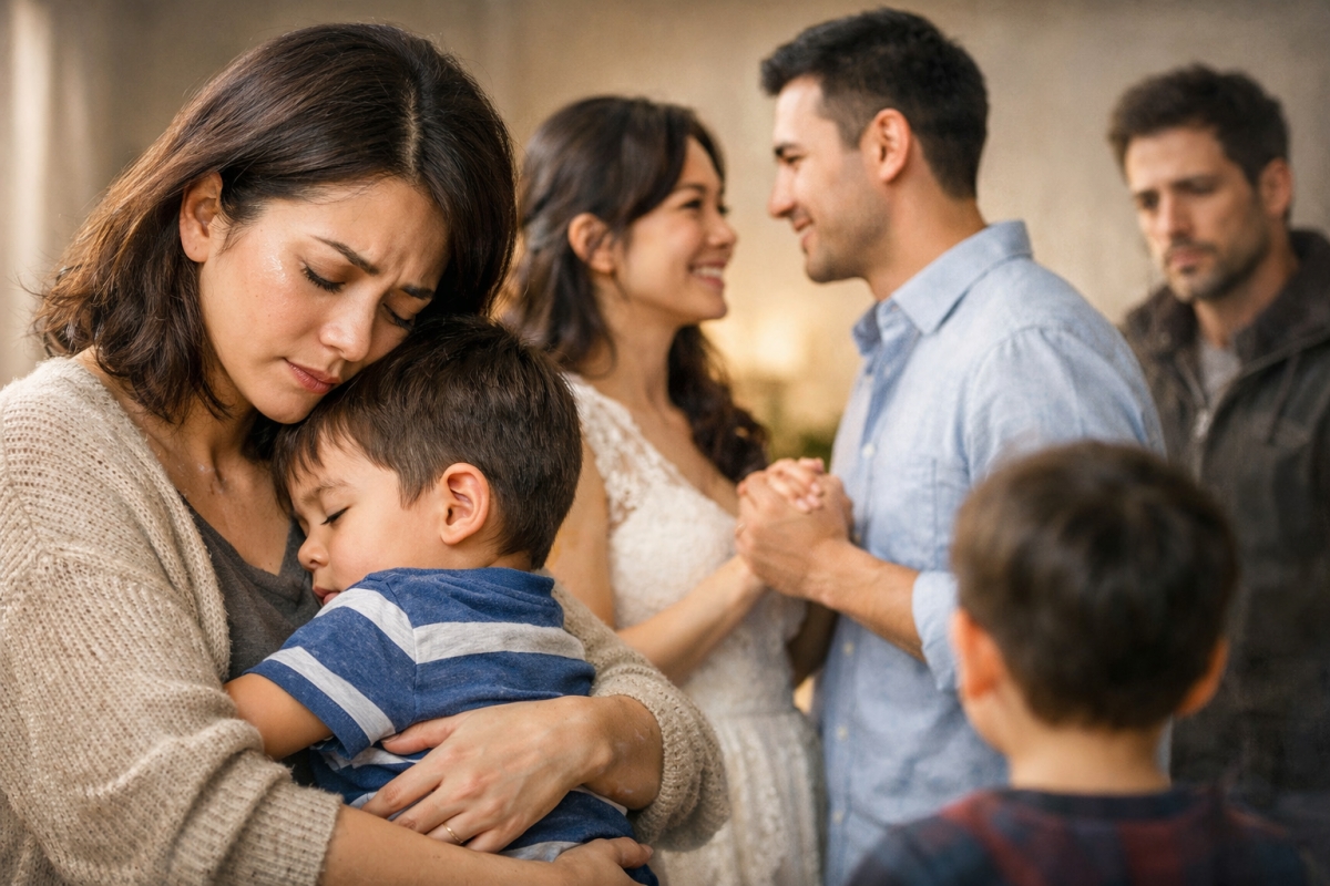 Anh gợi ý là để bố ruột nuôi con, thi thoảng chúng tôi thăm nom con. (ảnh minh hoạ: AI)