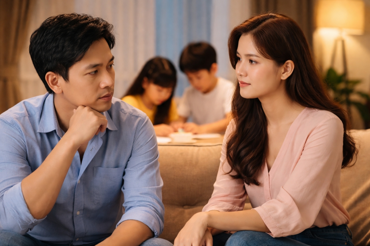 Dần dần sự xuất hiện của cô ấy trở nên quen thuộc đối với bố con tôi (ảnh minh họa: AI)