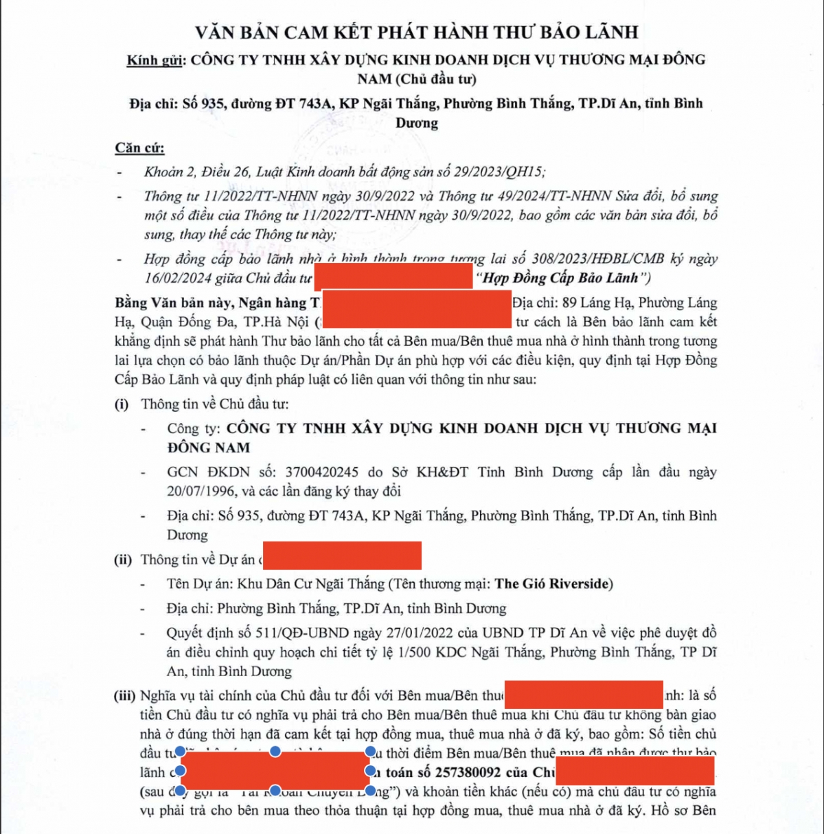 Chứng thư bảo lãnh của ngân hàng tên V giúp sức cho An Gia huy động vốn trái phép