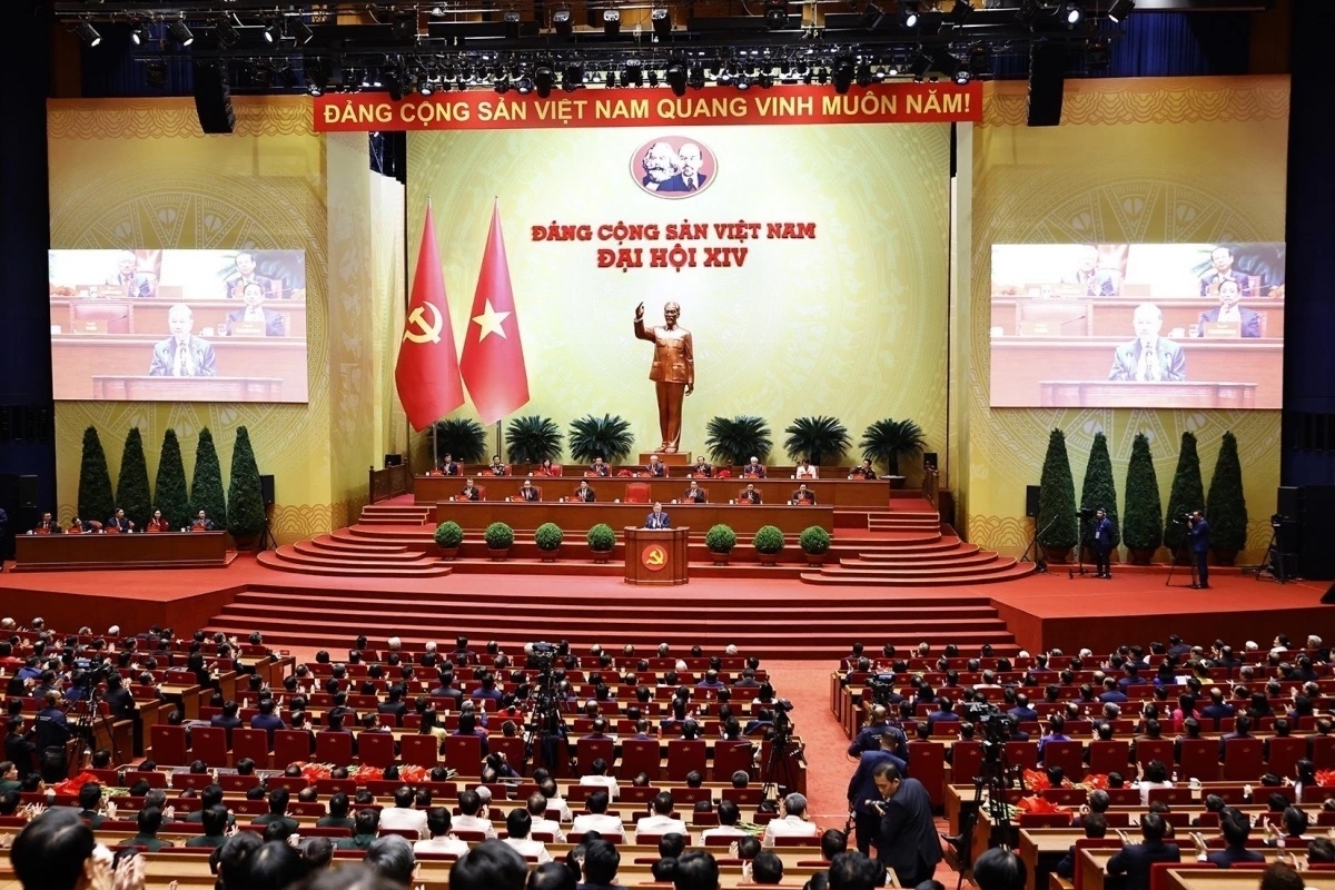 Phiên bế mạc Đại hội XIV của Đảng. (Ảnh: TTXVN)