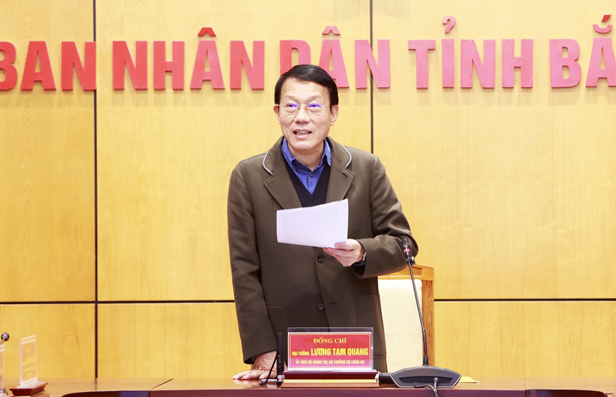 Đại tướng Lương Tam Quang - Bộ trưởng Bộ Công an phát biểu kết luận buổi làm việc