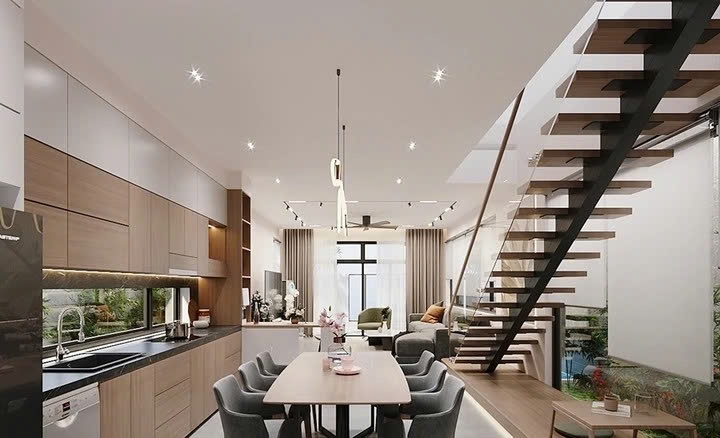 Cầu thang xương cá có tính thẩm mỹ cao. (Ảnh: Sbshouse)