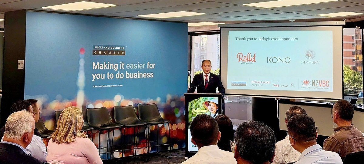 Đại sứ Phan Minh Giang phát biểu tại Lễ khai trương Hội đồng Kinh doanh New Zealand-Việt Nam.
Nguồn: ĐSQ Việt Nam tại New Zealand