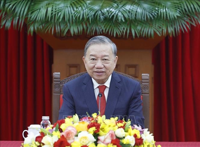 Tổng Bí thư Tô Lâm điện đàm với Tổng Bí thư, Chủ tịch nước Cộng hòa nhân dân Trung Hoa Tập Cận Bình. Ảnh: Thống Nhất/TTXVN