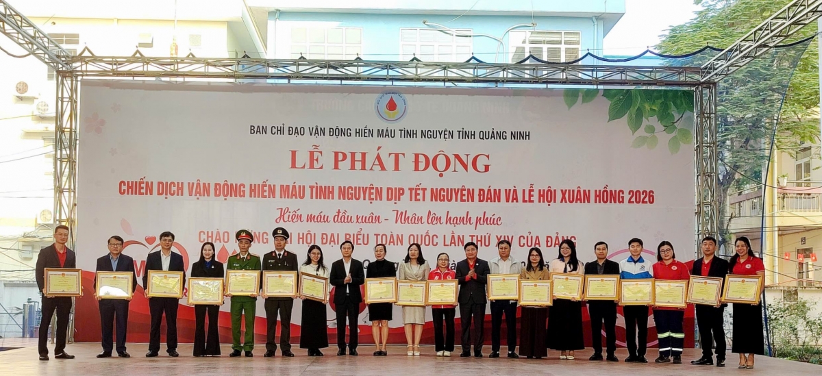 UBND tỉnh Quảng Ninh đã tặng bằng khen cho 19 tập thể và 23 cá nhân có thành tích xuất sắc trong công tác vận động hiến máu tình nguyện giai đoạn 2021–2025.