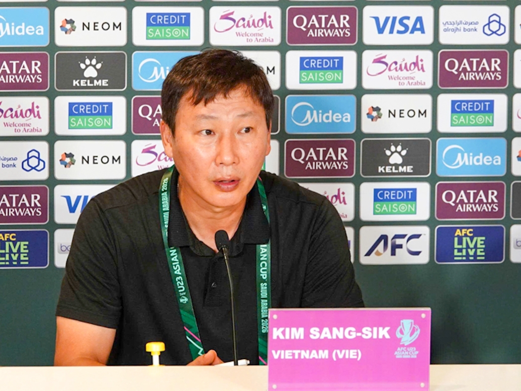 HLV Kim Sang Sik và các học trò U23 Việt Nam gây ấn tượng ở U23 châu Á 2026 (Ảnh: VFF).