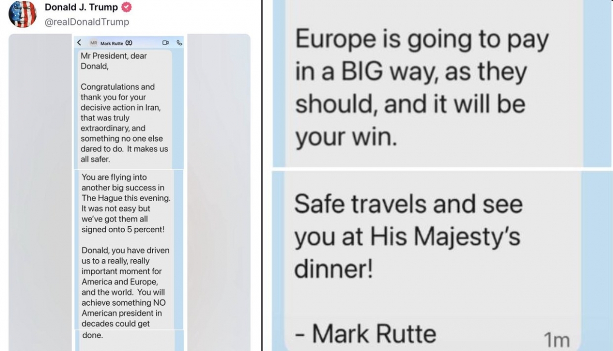 Ông Trump đăng ảnh chụp tin nhắn với Tổng thống Pháp, Tổng thư ký NATO lên mạng xã hội.