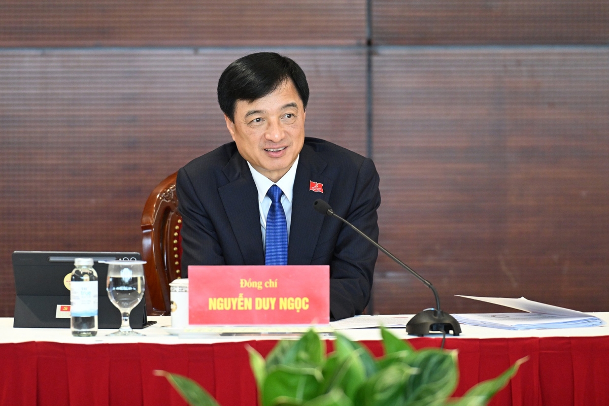 Ủy viên Bộ Chính trị, Bí thư Thành ủy Nguyễn Duy Ngọc phát biểu thảo luận các văn kiện Đại hội tại Đoàn đại biểu Đảng bộ thành phố Hà Nội.