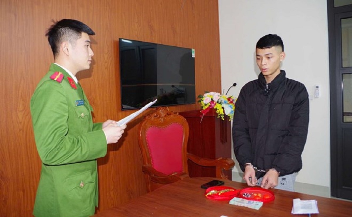 Đối tượng Vũ Minh Tiếp tại cơ quan điều tra.