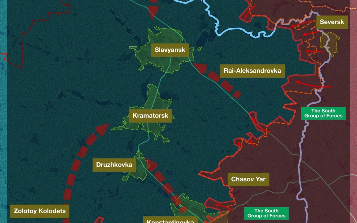 Chiến trường Ukraine, khu vực Slavyansk-Kramatorsk. Đồ họa: RT.