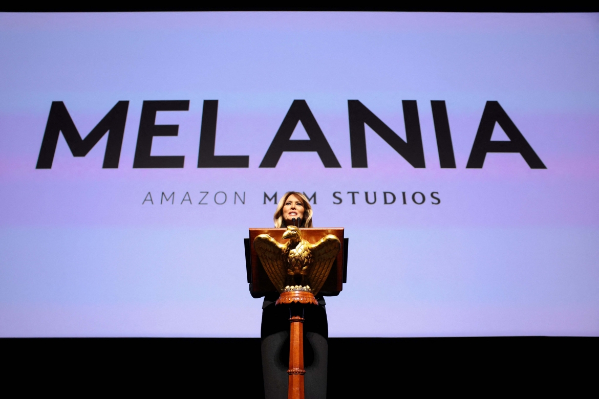 Đệ nhất phu nhân Hoa Kỳ Melania Trump phát biểu tại buổi ra mắt phim tài liệu "Melania". (Ảnh: Reuters)