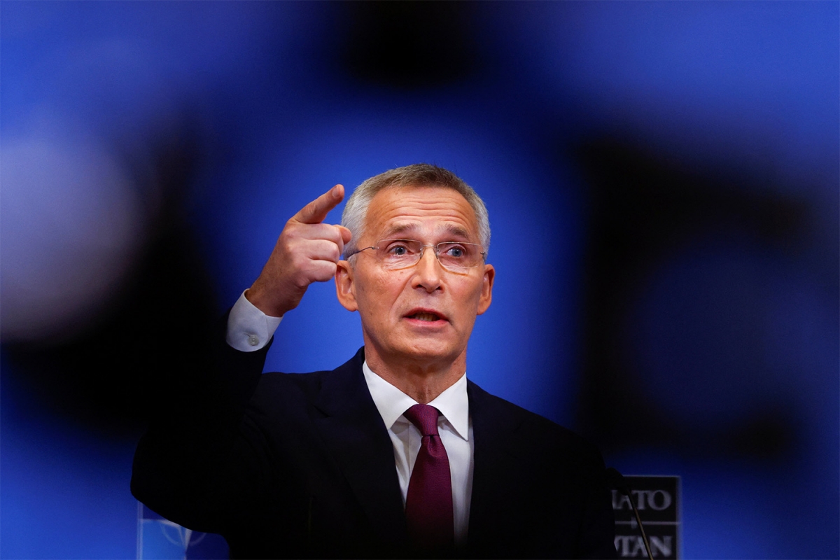 Jens Stoltenberg phát biểu tại cuộc họp báo trước thềm hội nghị thượng đỉnh NATO tại Brussels, Bỉ, ngày 23/3/2022, khi đó ông vẫn đang giữ vai trò Tổng Thư ký NATO. Ảnh: Reuters