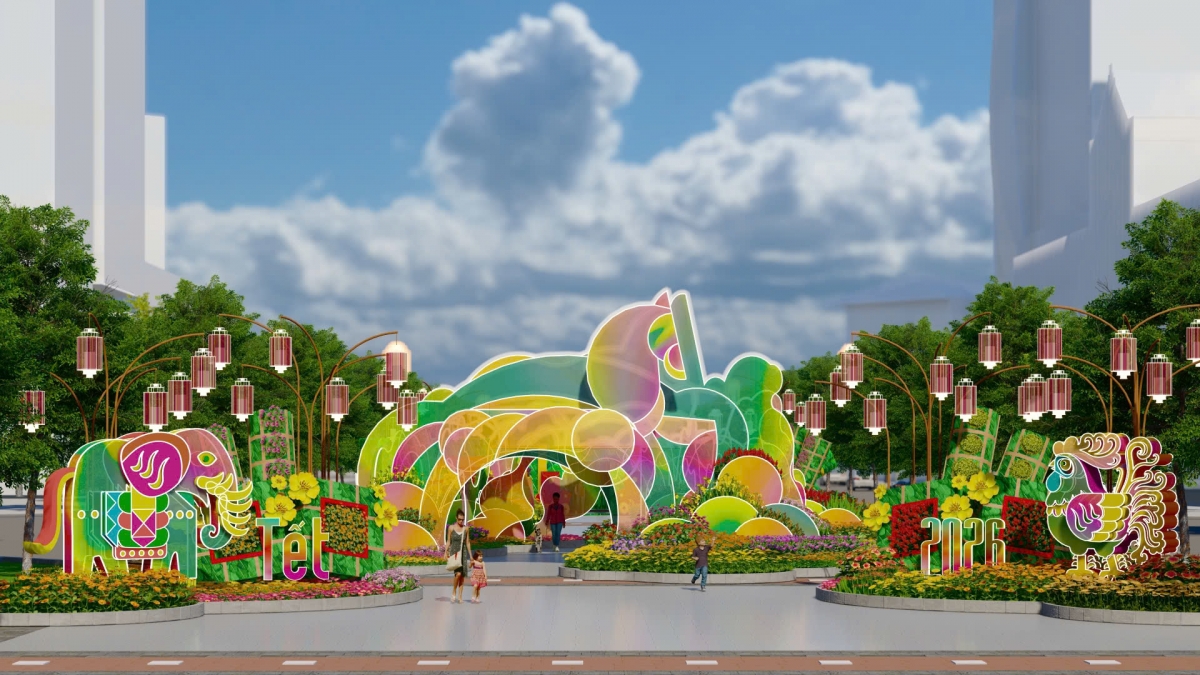 Đại cảnh "Ngựa chín hồng mao" lấy cảm hứng từ truyền thuyết Sơn Tinh- Thuỷ Tinh (ảnh: BTC)