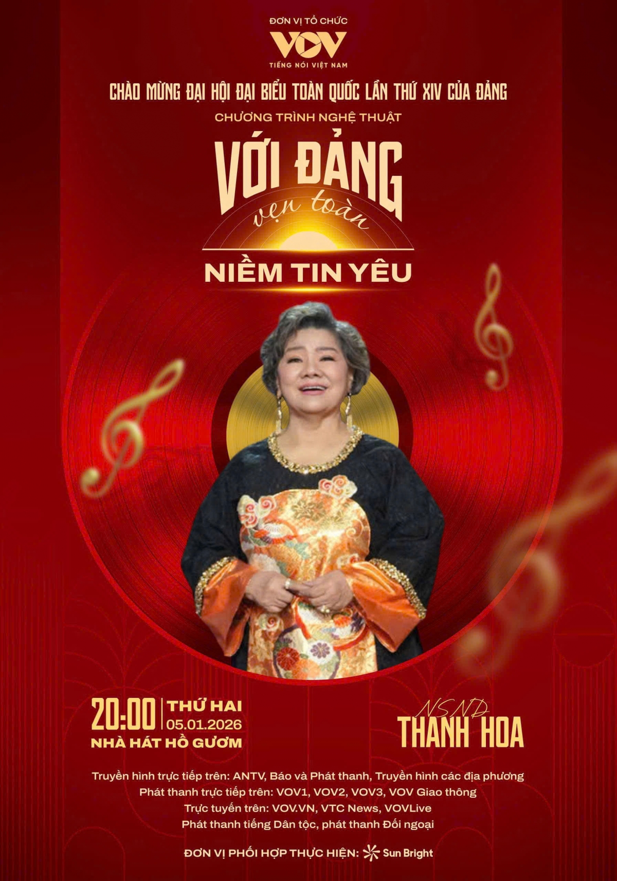 NSND Thanh Hoa sẽ biểu diễn trong chương trình “Với Đảng vẹn toàn niềm tin yêu” vào ngày 5/1/2026 tại Nhà hát Hồ Gươm, Hà Nội