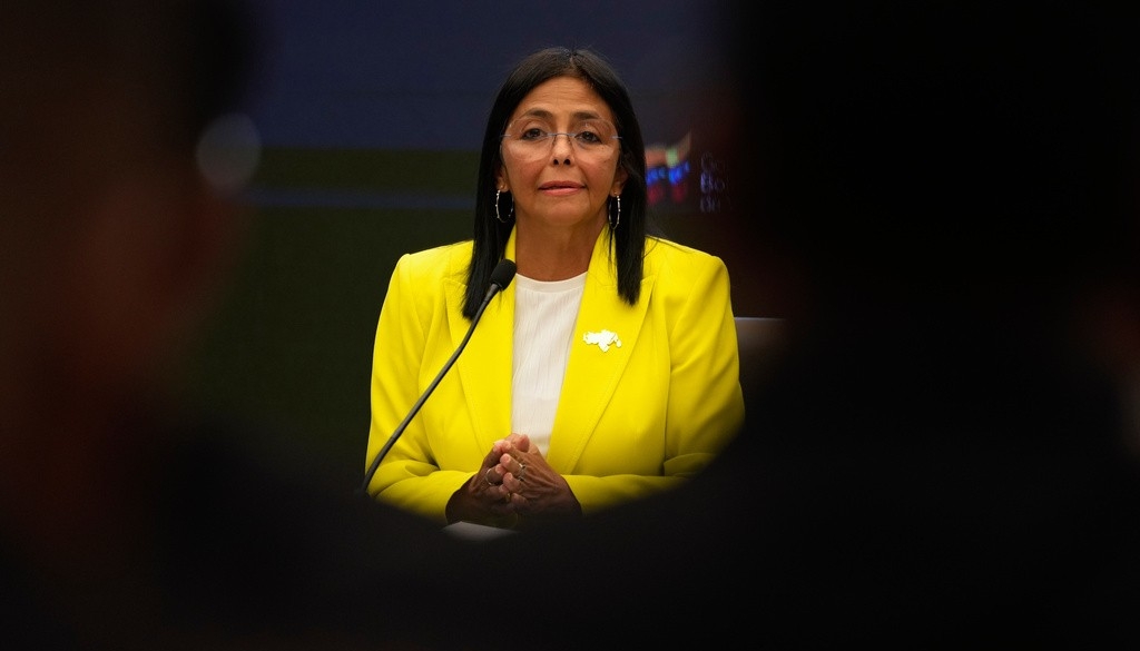 Tổng thống lâm thời Venezuela Delcy Rodriguez tổ chức họp báo tại cung điện tổng thống Miraflores ở Caracas, Venezuela ngày 10/3/2025. Ảnh minh họa: AP