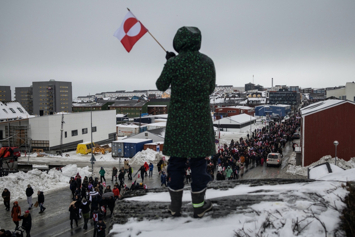 Một cuộc biểu tình ở Greenland hôm 17/1. Nguồn: Reuters