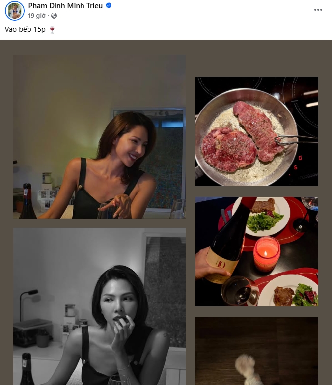 Mới đây, mạng xã hội xôn xao trước nghi vấn Minh Triệu có tình mới. Minh Triệu chia sẻ ảnh bữa tối được trang trí lãng mạn, nhìn trên bàn thì nhiều người đoán nữ siêu mẫu không dùng bữa một mình.