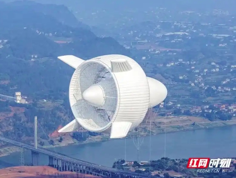 S2000 - hệ thống điện gió trên không công suất megawatt đầu tiên trên thế giới phù hợp với kịch bản đô thị của Trung Quốc. Ảnh: Rednet.cn
